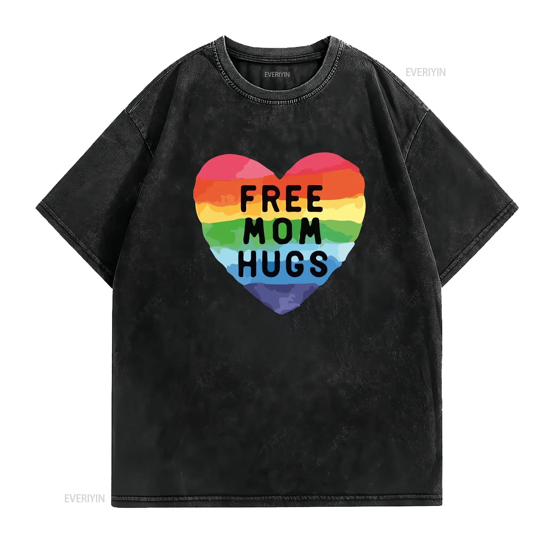 Free Mom Hugs T Shirt Proud Apparel Rainbow Gay Pride Lgbtq ParenT Equality s HearT vintage Washed designer clothes Stylish