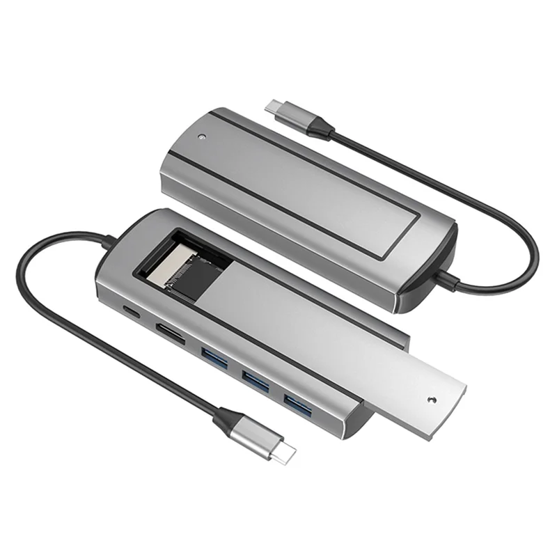 GW-6-In-1 M.2 SSD HUB USB C Dockingstation mit Festplattenspeicher USB 3.0 Typ C auf kompatibel – Laptop für Laptops