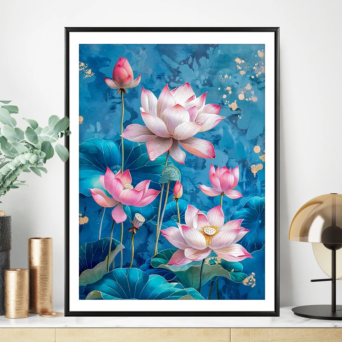 

Handmade Cross Stitch Modern Simple Style Cotton Fabric Lotus Flower Pattern Living Room Decorative Wall Art Cross Stitch Kit
