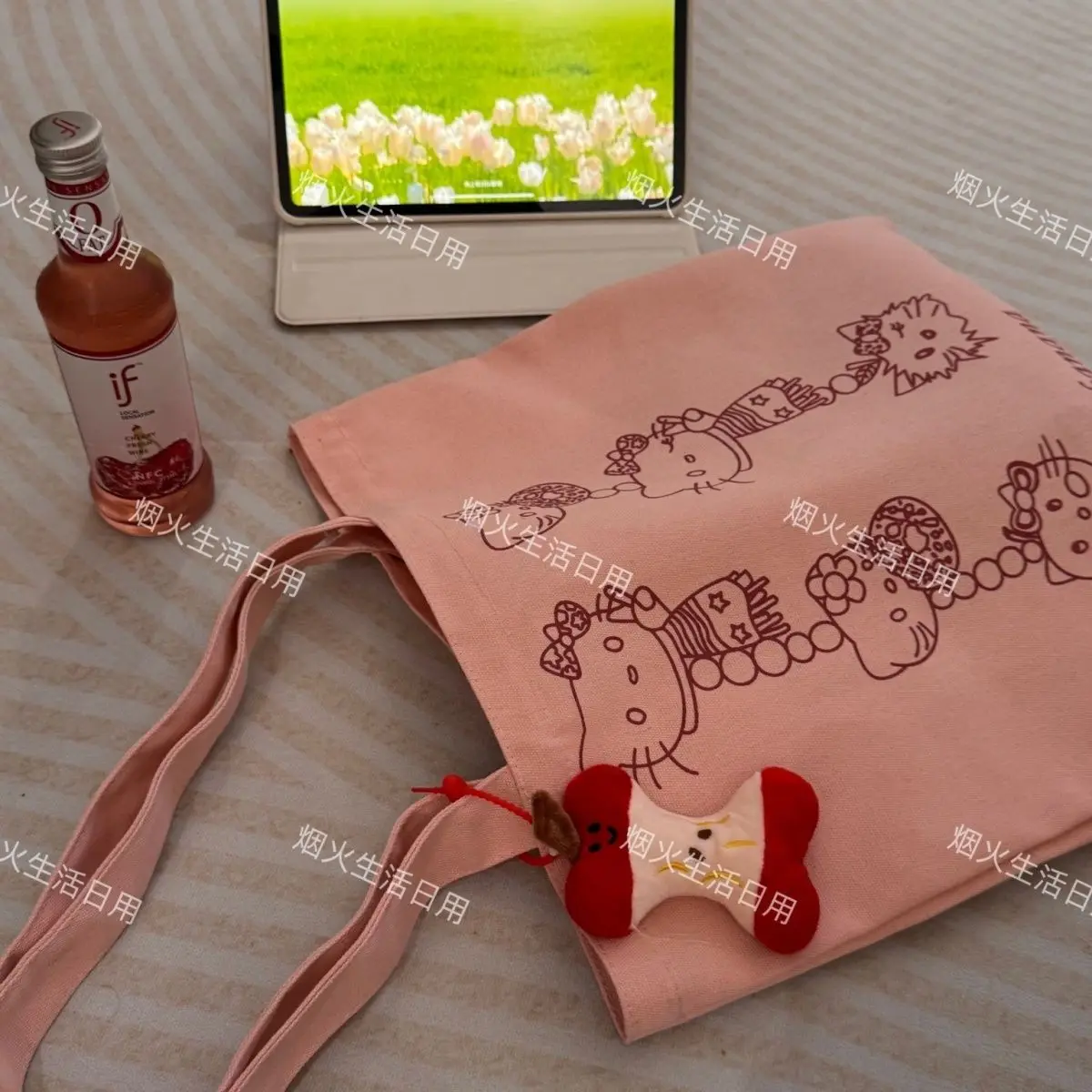 2025 Kawaii Sanrio Hello Kitty Canvas Tasche große Kapazität Student einzelne Schulter Schultasche Damen süße Tragetaschen Mädchen Geschenk Spielzeug