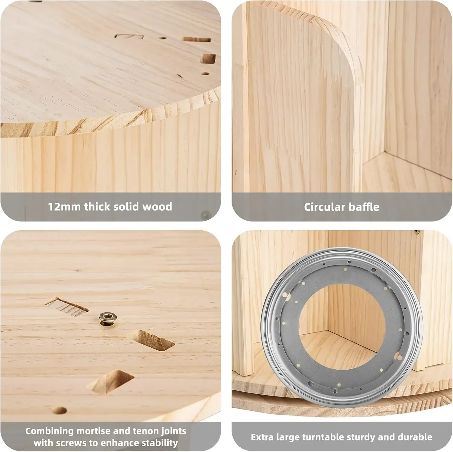 Bookshelf Tower, 360 Display Spinning Bookshelf, 4 Tier Revolving Bookcase for Kids&Adults, Rotating Bookcase for Bedro