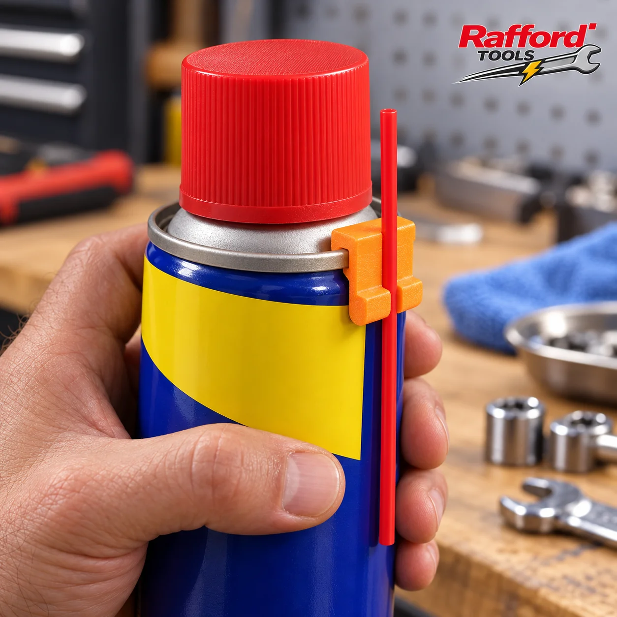 Rafford WD-40 Aerosol Straw Holder Clip, Spray Can Extension Tube Organizer, Keeps Straw Secure and Easy to Find