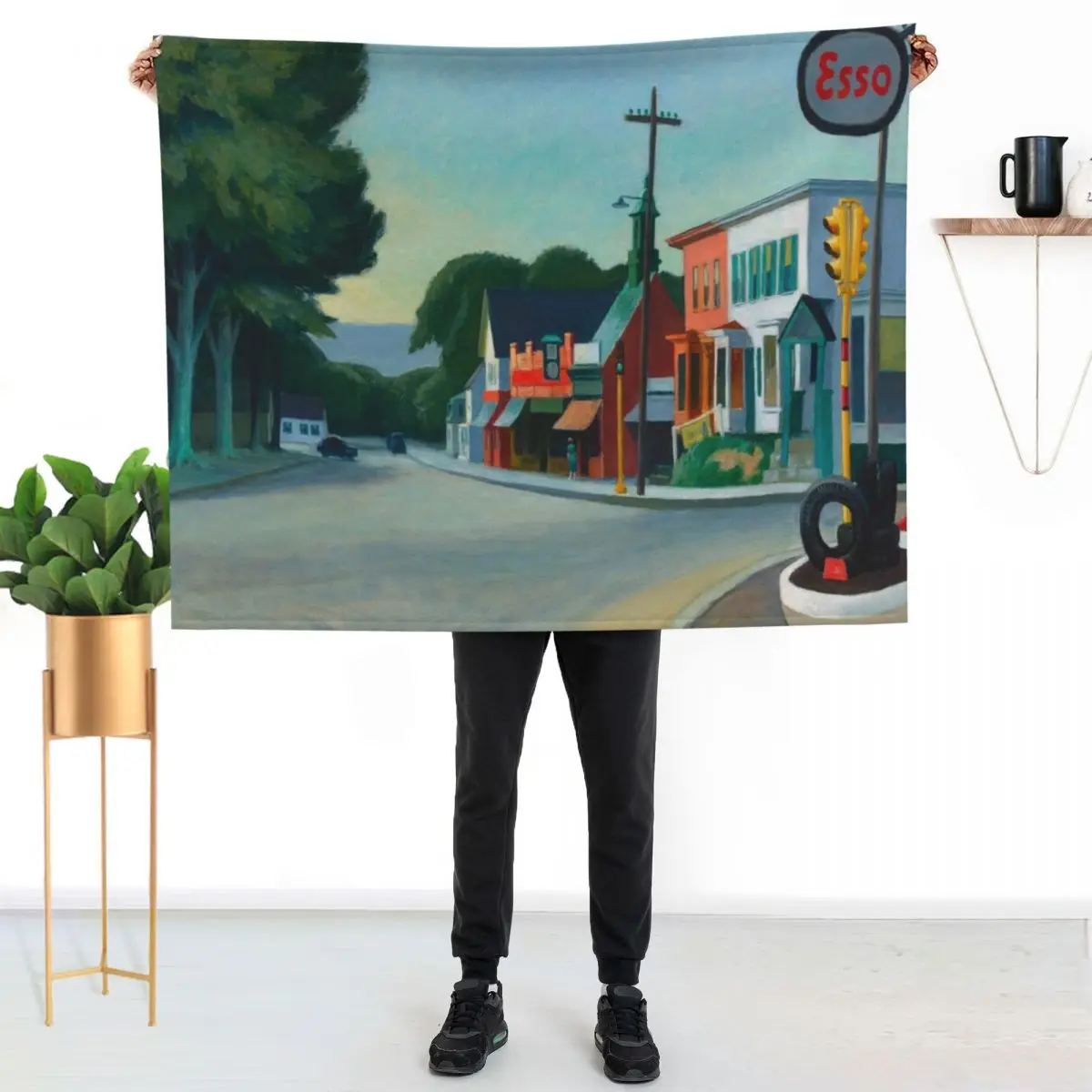 Edward Hopper - Gas station, Art reproduction Throw Blanket cosplay anime Nap blankets ands Weighted Bed linens Travel Blankets