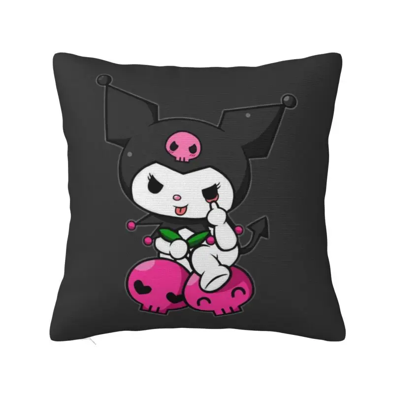 Custom Kuromi Skull Cartoon Cat Throw Pillow Covers Cushions Cover for Sofa Square Pillowcase