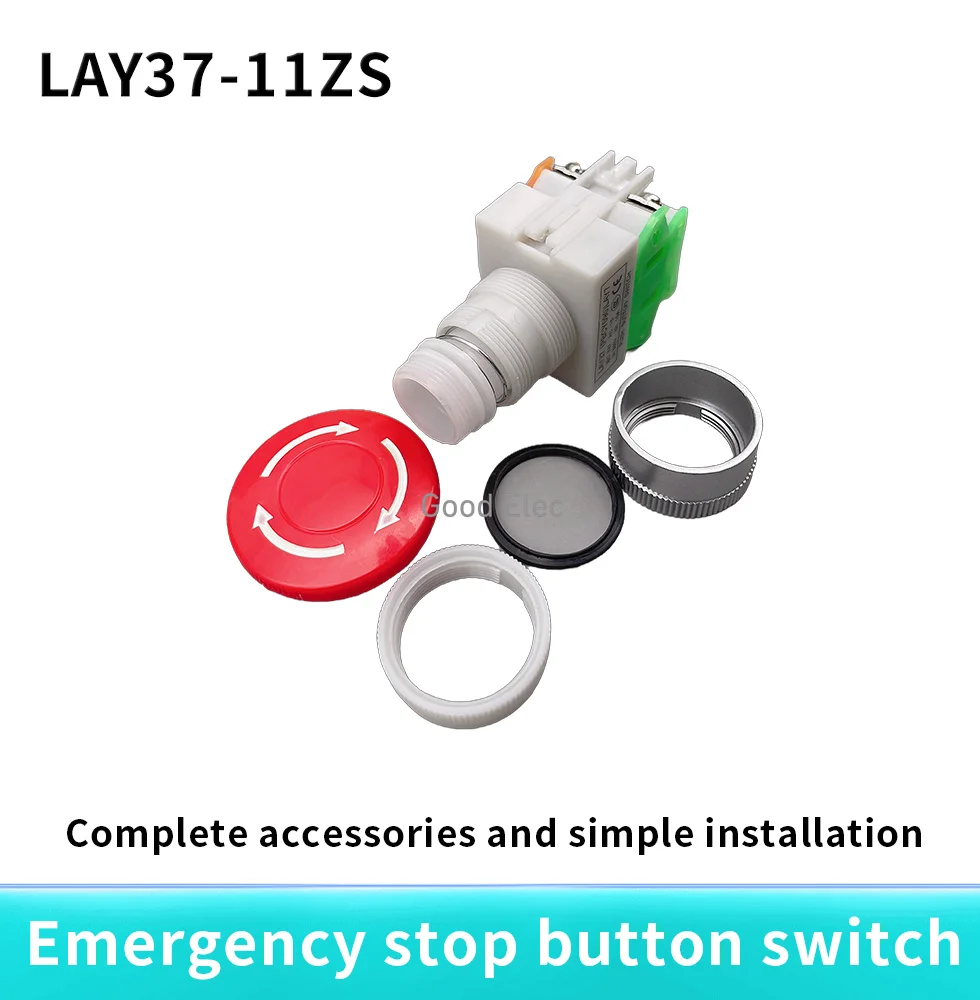 1PCS Emergency Stop Switch Push Button Mushroom PushButton 1NO 1NC LAY37-11ZS