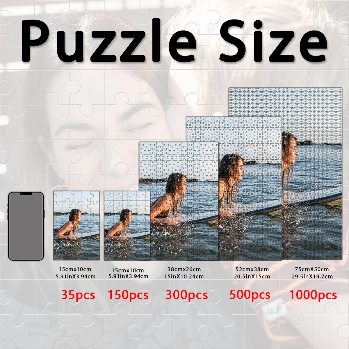35/300/500pcs girl swim Customized Poster Mosaic Jigsaw puzzle Customizable Photo For Kids Toy Love Gift