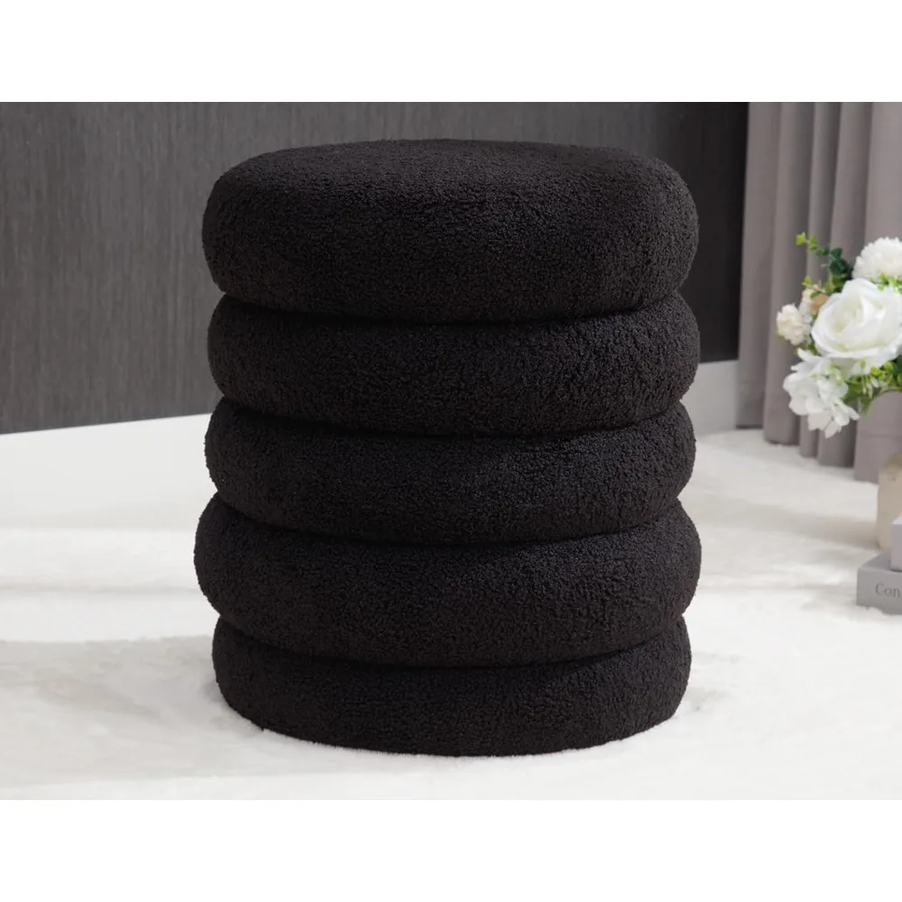 

15 Inch Round Storage Ottoman Modern Footrest with Soft Padded Seat, Foot Stool Vanity Stool, Customized