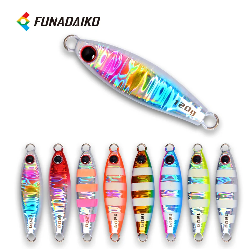FUNADAIKO 2pcs 40g 60g 80g 100g 120g 150g Pesca Slow Jig Shore Jigging Lure Sea Fishing Lures Bait Glow Slow Fall Fishing Lure