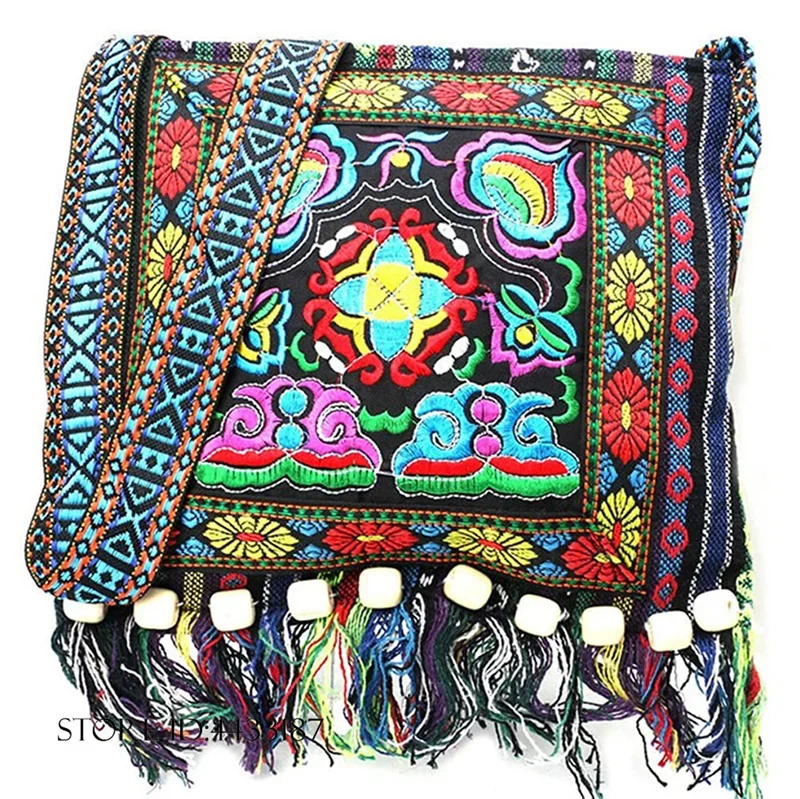 Tassel Handbag Vintage Indian Boho Hand Woven Bag Ethnic Style Embroidered Bag Shoulder Crossbody Bag Personalized Gifts