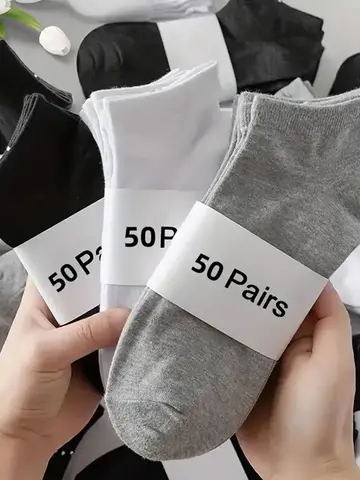 10/20/30/40/50 Pairs Of Breathable Deodorant Men's Low Cut Ankle Socks - Sweat Wicking And Comfortable Summer Wear