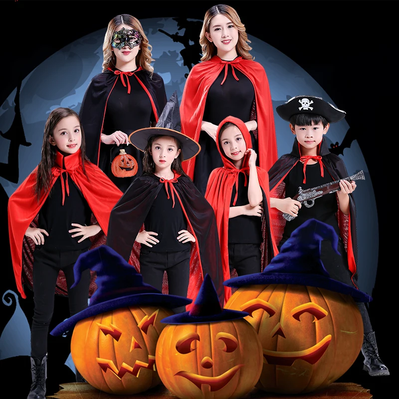 

Детский костюм на Хэллоуин, карибский пират, плащ для косплея для мальчиков и мужчин, одинаковая одежда для родителей и детей, полиэфирное волокно