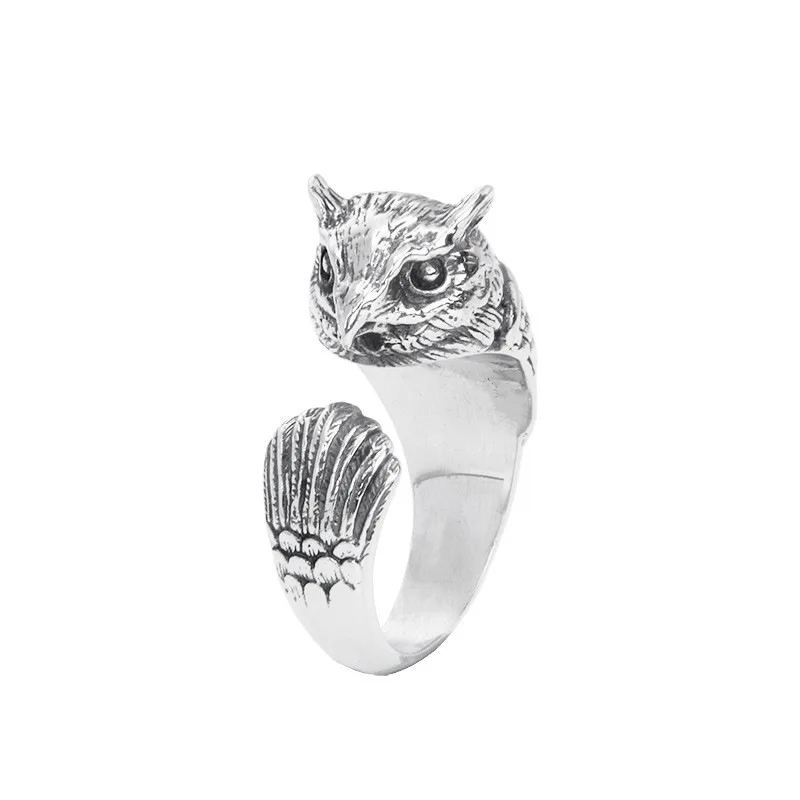 

Buyee 925 Sterling Silver Male Unique Ring Finger Elegant Owl Open Ring for Men Women Fashion Animal Fine Jewelry Circle Gift