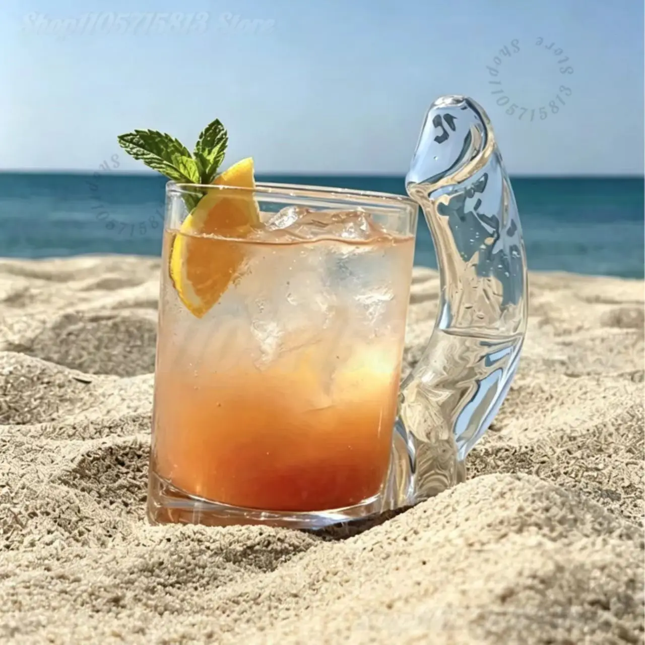 Funny D-Cup Shaped Glass Cocktail Glass,Creative Curved Handle Glass Large Capacity Clear Drinking Glass Cup Gag Gift Party