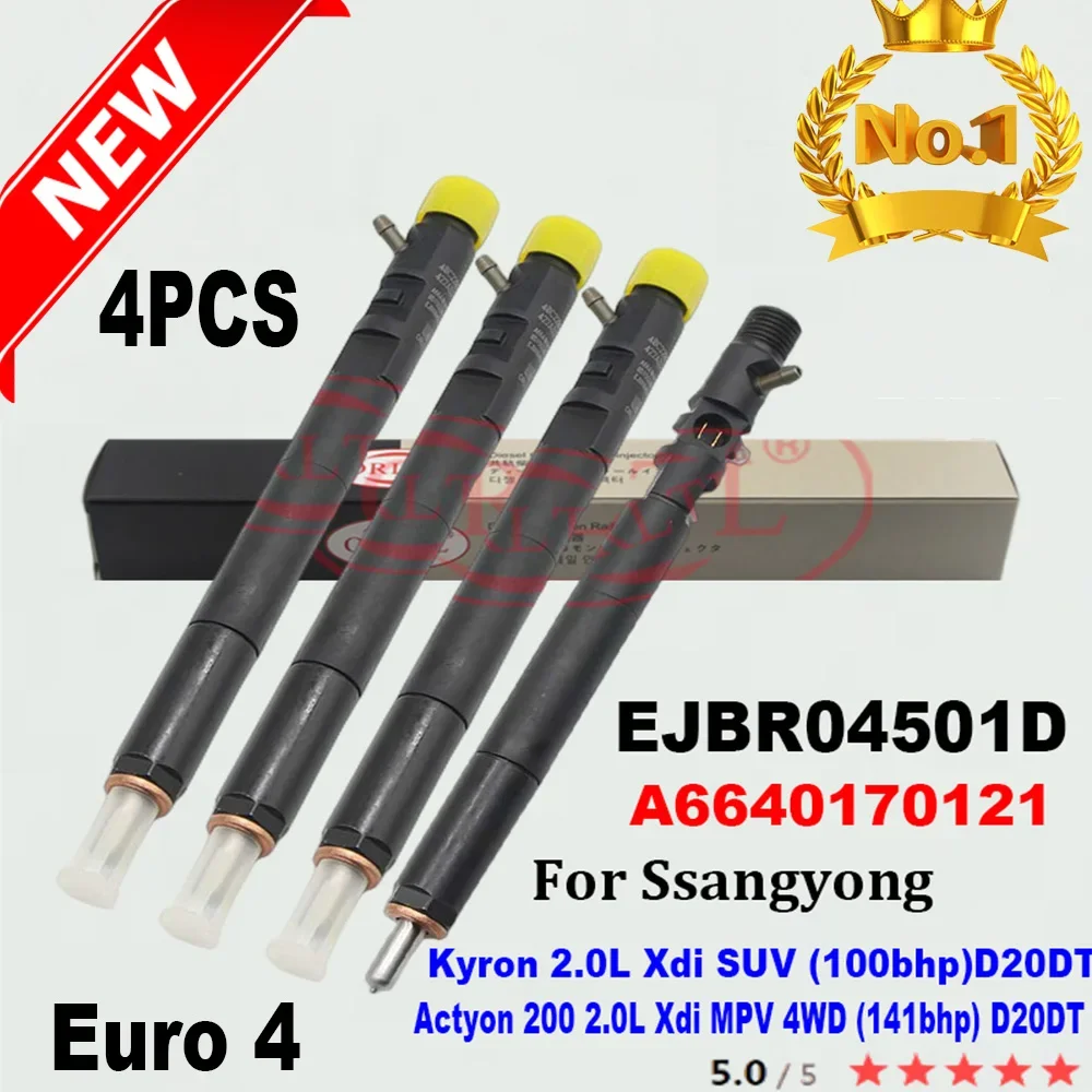 

4PCS EJBR04501D GENUINE NEW INJECTOR A6640170121 6640170121 NOZZLE FOR SSANGYONG DIESSEL ACTYON KYRON REXTON Euro 4 Repair kit