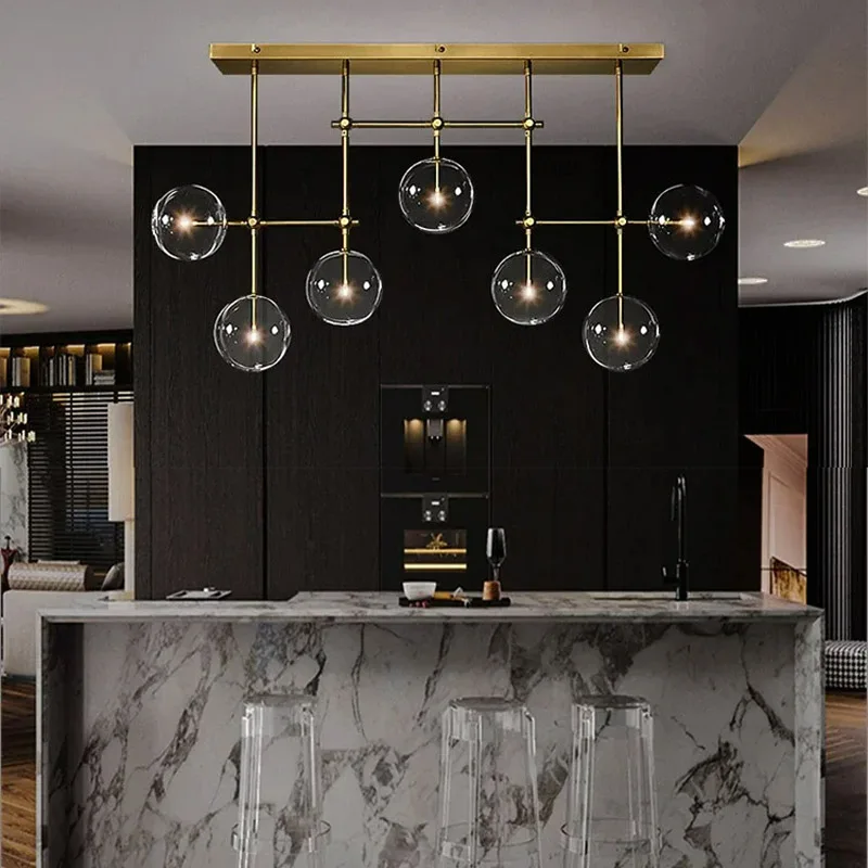 2024 Modern Glass Led Restaurant Pendant Black Gold G4 Living Room Bedroom Luster Pendant Home Decoration 85-220V Light Fixture