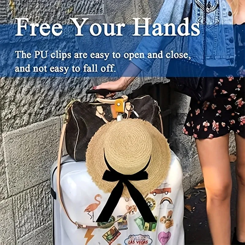 Bag Clip PU Travel Leather Hat Clips Luggage Handbag Backpack Clip Multifunctional Grabber Holder Outdoor Beach Accessories