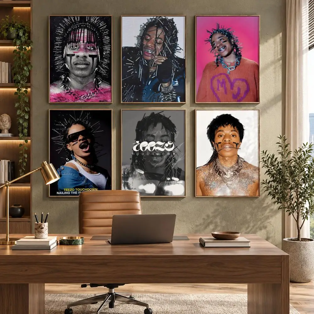 Teezo Touchdown Singer Rapper Poster Self-Adhesive PP Paper HD Wall Decal for Study Living Room Garage DIY Gift