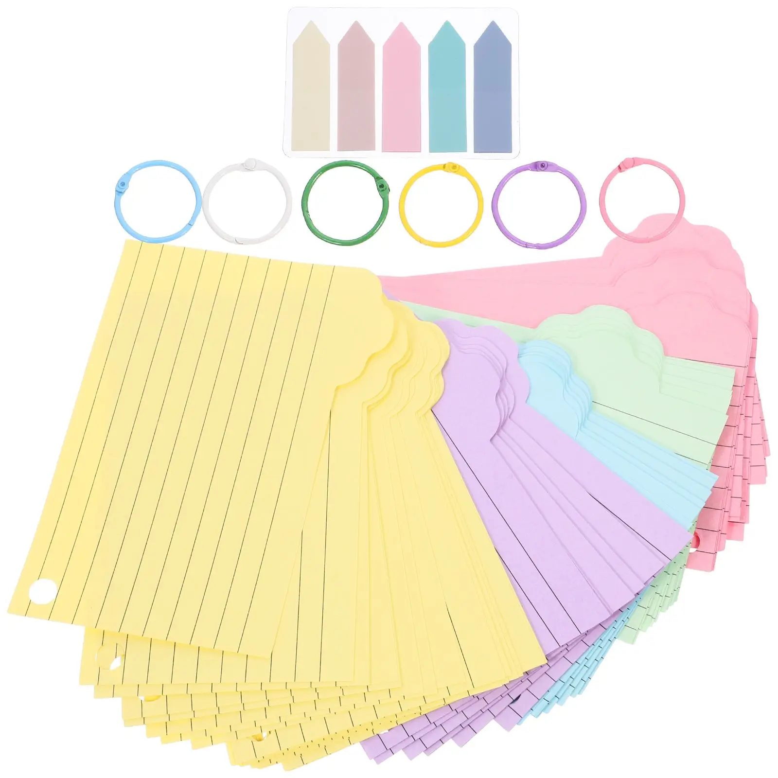 Blank Note Cards Index Notes Flash for Office Set Classroom Paper Flashcards with Binder