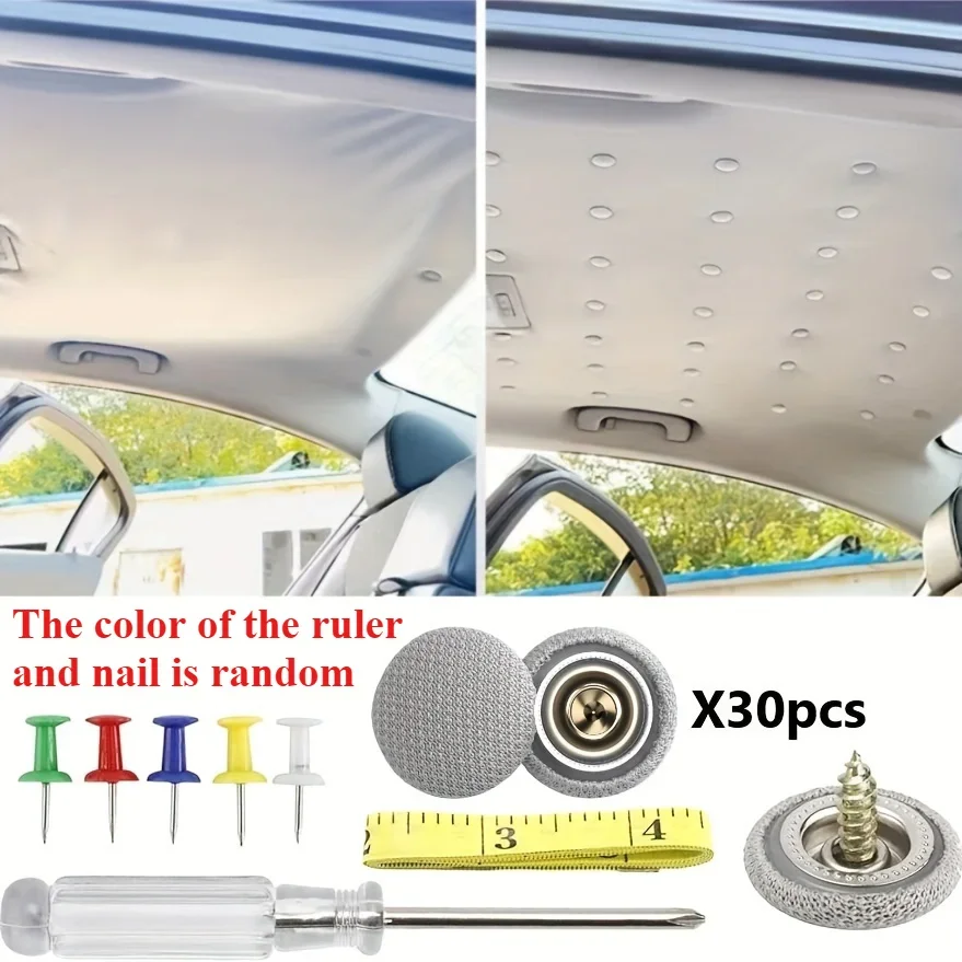 30pcs Car Roof Repair Rivets Headliner Repair Button Roof Snap Rivets Retainer For Interior Ceiling Cloth Fixing Repair Buckle