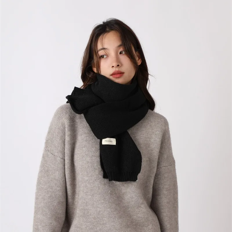 Bufanda de invierno de color sólido de lujo para mujer, bufandas cálidas gruesas, bufanda de diseñador