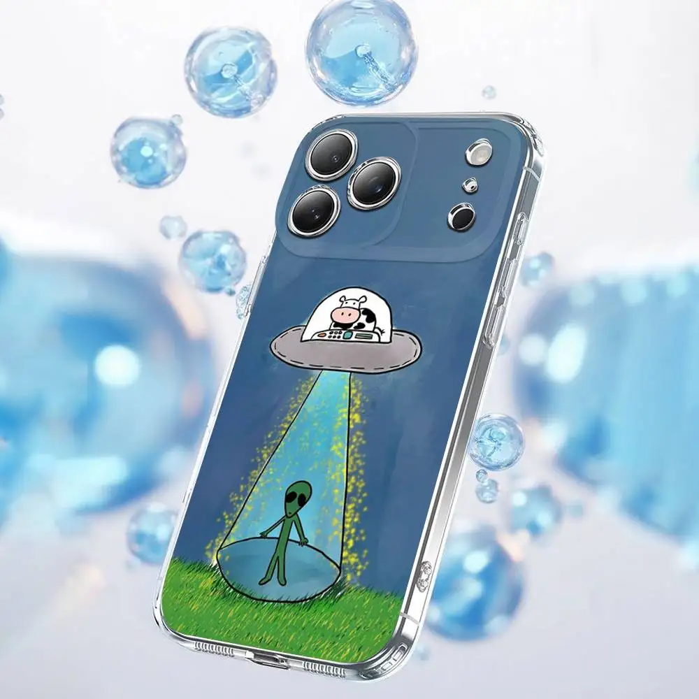 Engraçado espaço ufo alienígena coisa caso de telefone para iphone 17,16,15,14,13,12,11 plus, pro, max, plus, e, se4, ar, mini transparente