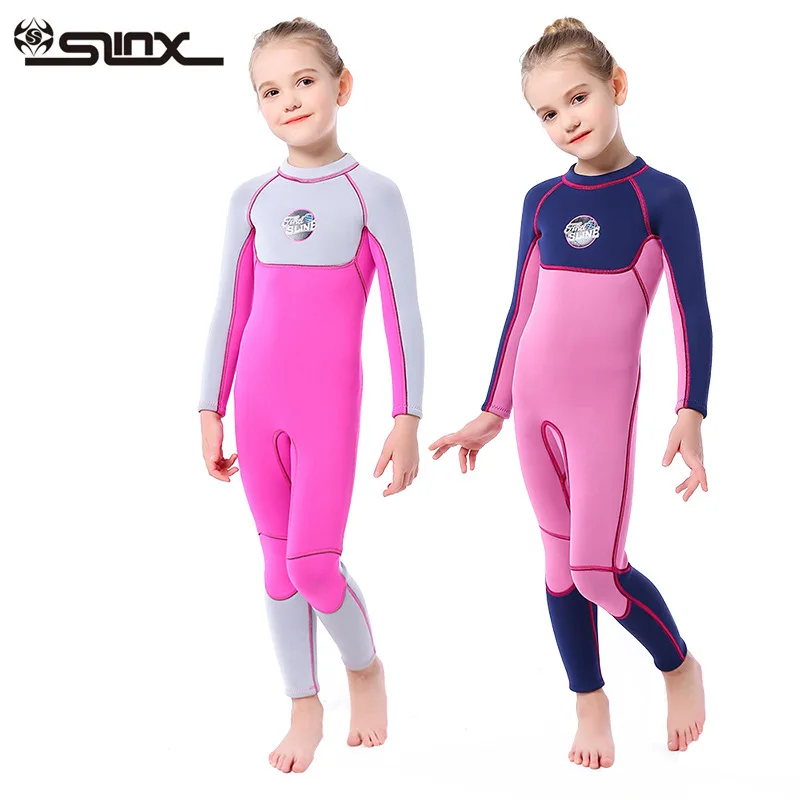 3MM Neoprene Wetsuit for Girls Diving Suit Thick Cold-proof Sun-proof Wetsuit One-piece Set Children Surfing Snorkeling Swimwear