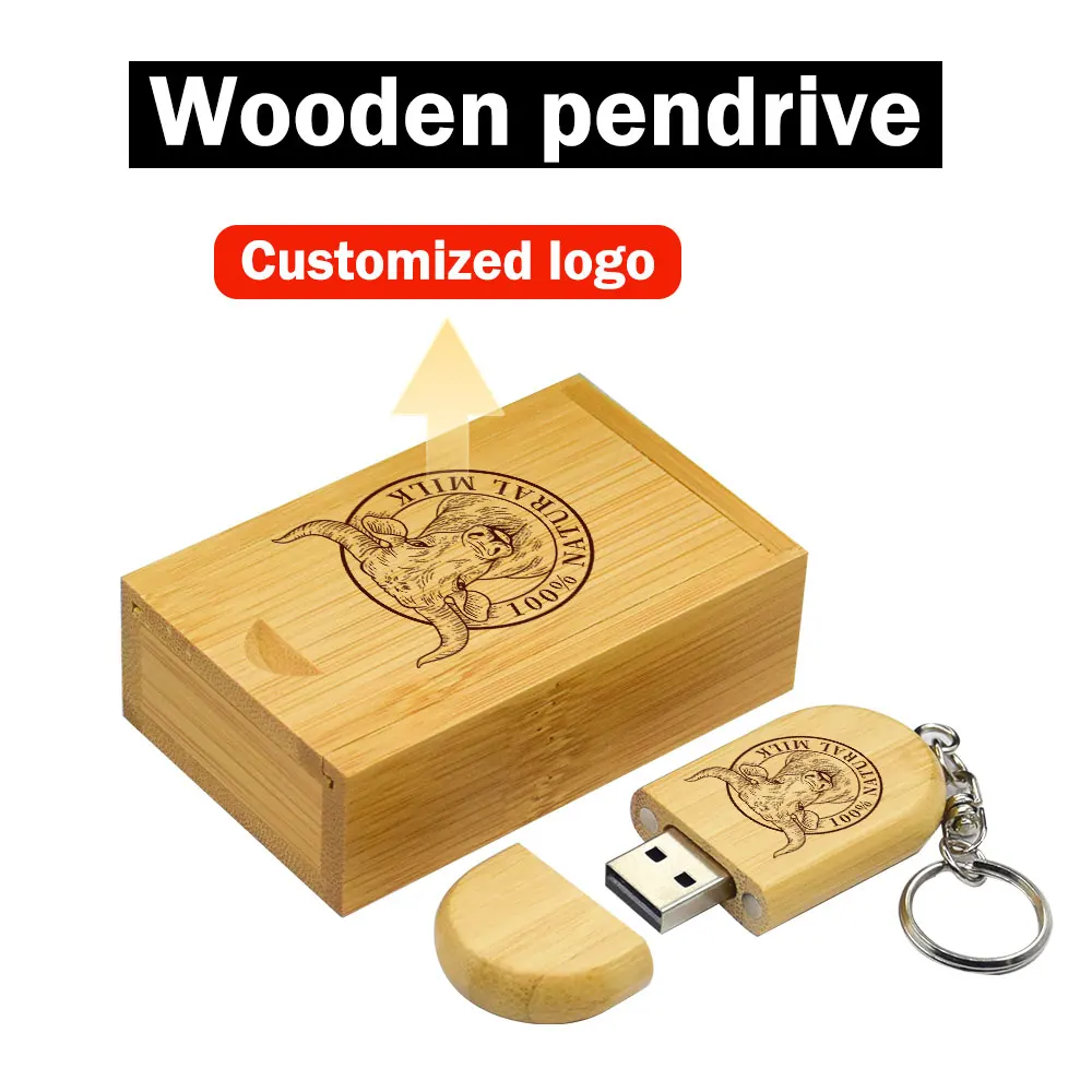 

1pcs Free Logo USB Flash Drive 2.0 Memory Stick Wooden bamboo Pendrive 4GB 8GB 16GB 32GB 64GB128GB Pen Drive Wedding Gift u disk