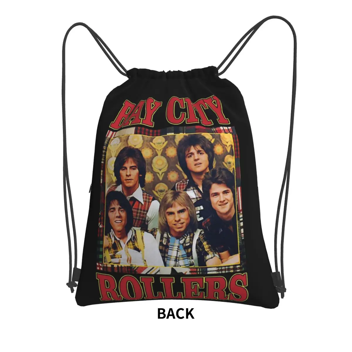 Band Bay City Rollers Music Rock Retro Vintage Backpacks Casual Drawstring Bundle Pocket Sports Bag Book Bags for Travel School