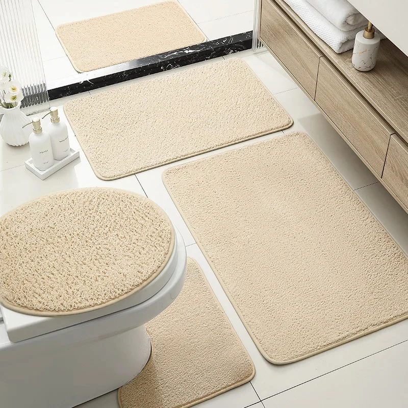 

Комплект из 5 предметов из кашемира: нескользящие быстросохнущие коврики для ванной, ультрамягкие пушистые коврики для ванной комнаты, подходят для ванной, туалета и душа.