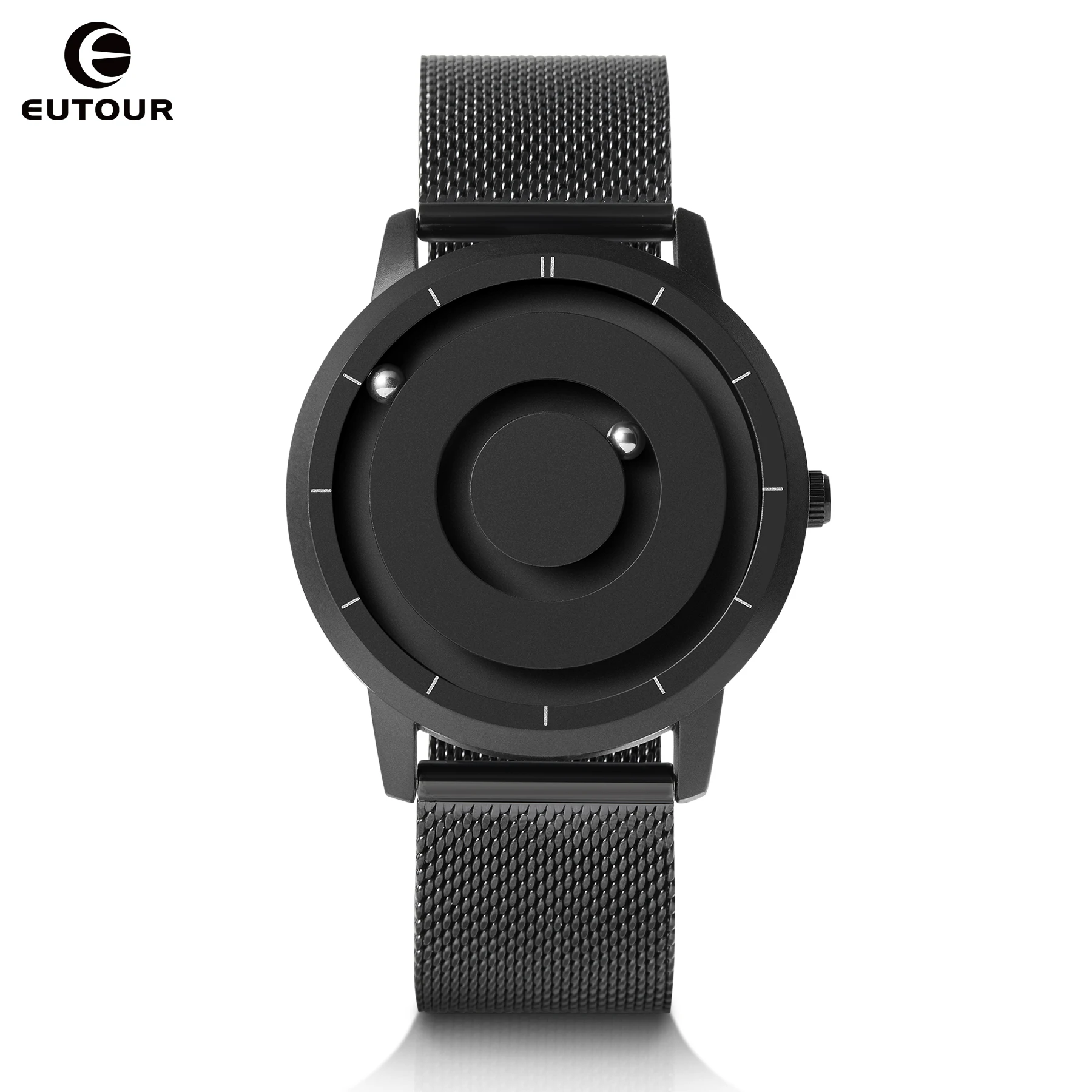 EUTOUR reloj analógico de cuentas magnéticas Unisex, correa de acero inoxidable y diseño de puntero único, reloj magnético para hombres