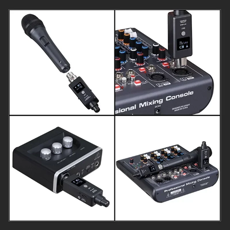 Microphone Wireless Transmitter Receiver Guitar Audio Transmission System XLR Connection Built-in Rechargeable Battery