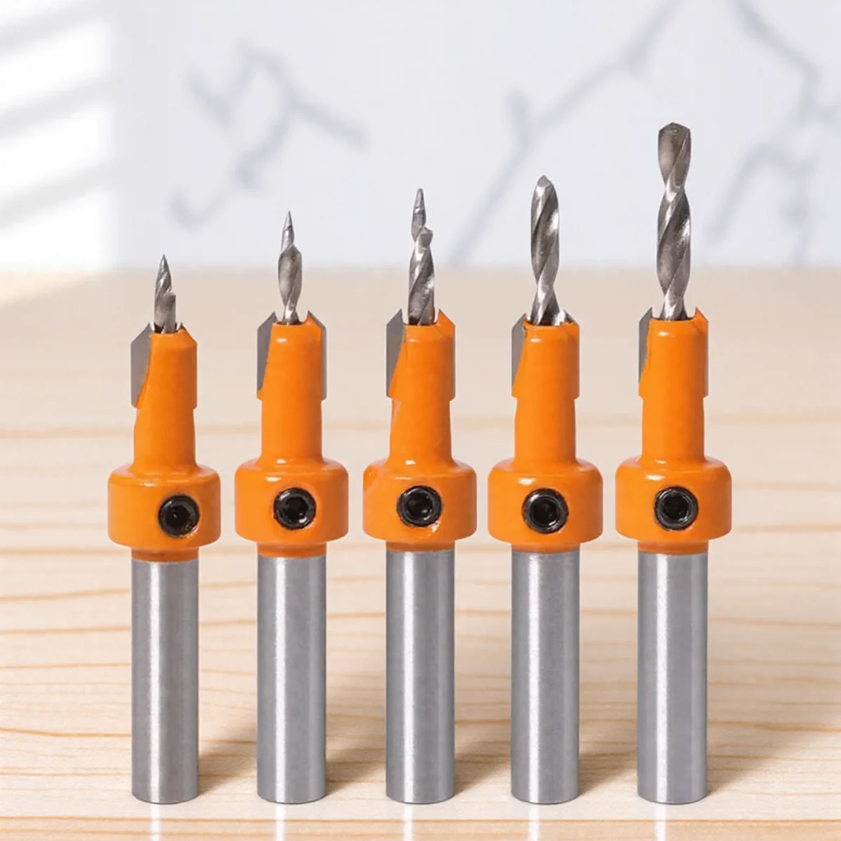 

F2 5PCS High Speed Steel Screw Extractor for Wood Milling Cutter 8mm Shank HSS Woodworking Countersink Router Bit Garden Tool