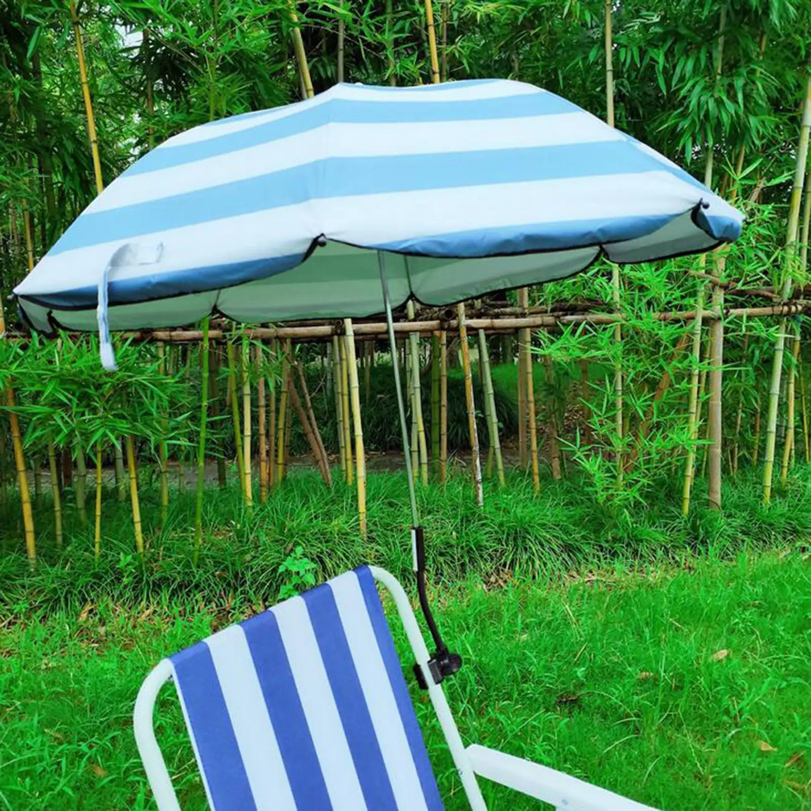 Portable Beach Umbrella Adjustable Sun Protection Canopy Parasol for Boat Chair Camping Bleachers Fishing