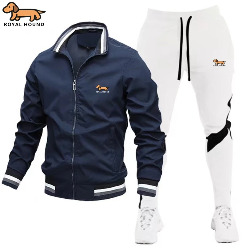 Royal Hound-conjunto deportivo de alta calidad para hombre, ropa deportiva ajustada, cárdigan de manga larga, chaqueta para correr, pantalones de