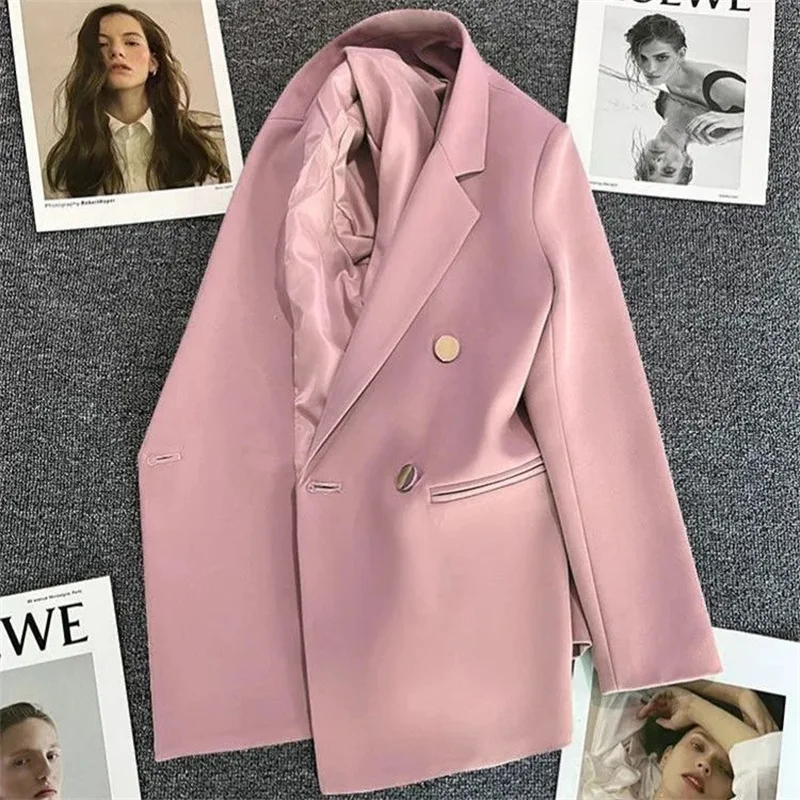 Spring Autumn High Quality Long Sleeve Female Blazer Double Button Jacket Ladies Business Work Wear Formal Coat Women Outerwea