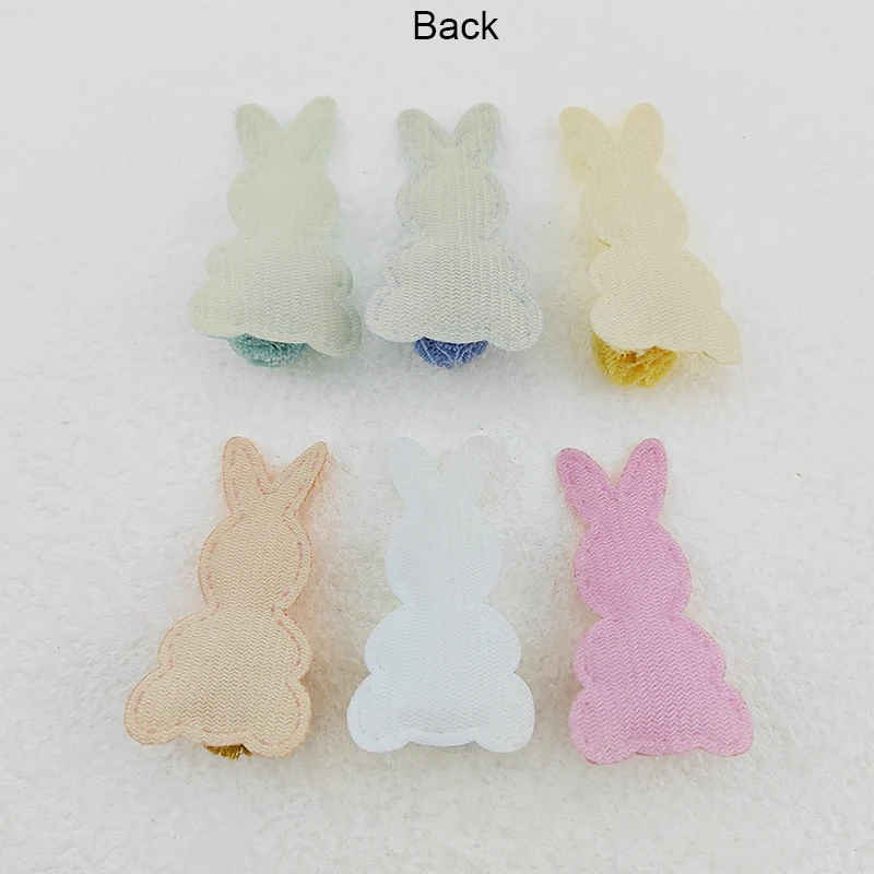 30Pcs 2.8x5CM Rabbit With Ball Padded Appliques For Clothes Hat Sewing Supplies DIY Headwear Hair Clip Bow Decor Patches