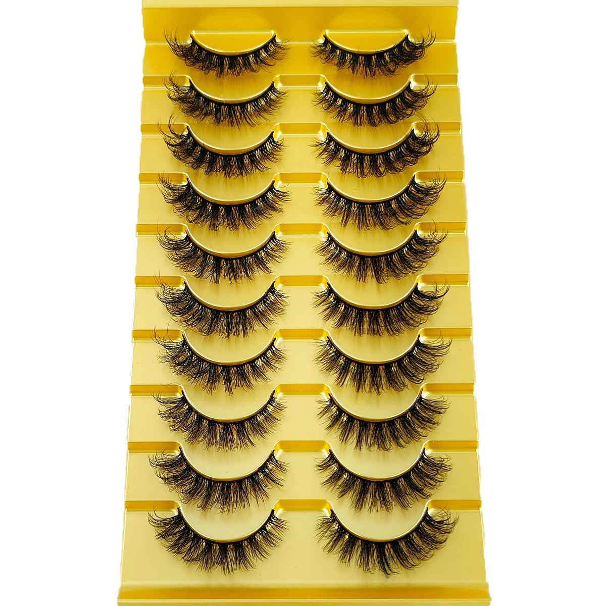 New 10 Pairs Lashes 3D False Eyelashes Natural Look D Curl Cat Eye Fake EyeLashes Reusable Faux Mink Eyelashes Extention Makeup