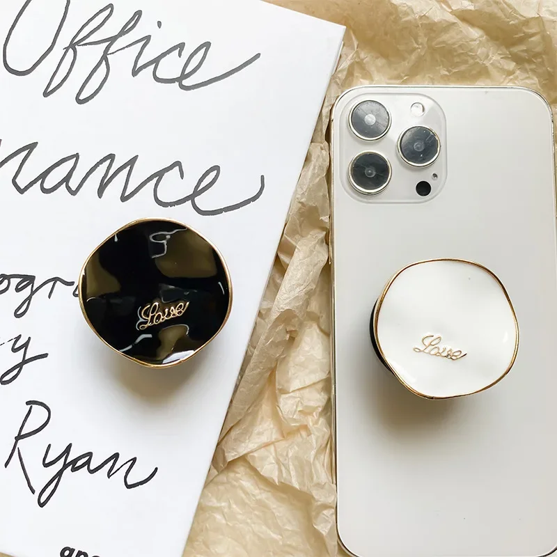 Fashion Phone Holder 3D Finger Grips Sockets Tok Grip Luxury Popular Simple Metal LOVE Mobile Desktop Lazy Ins Korea