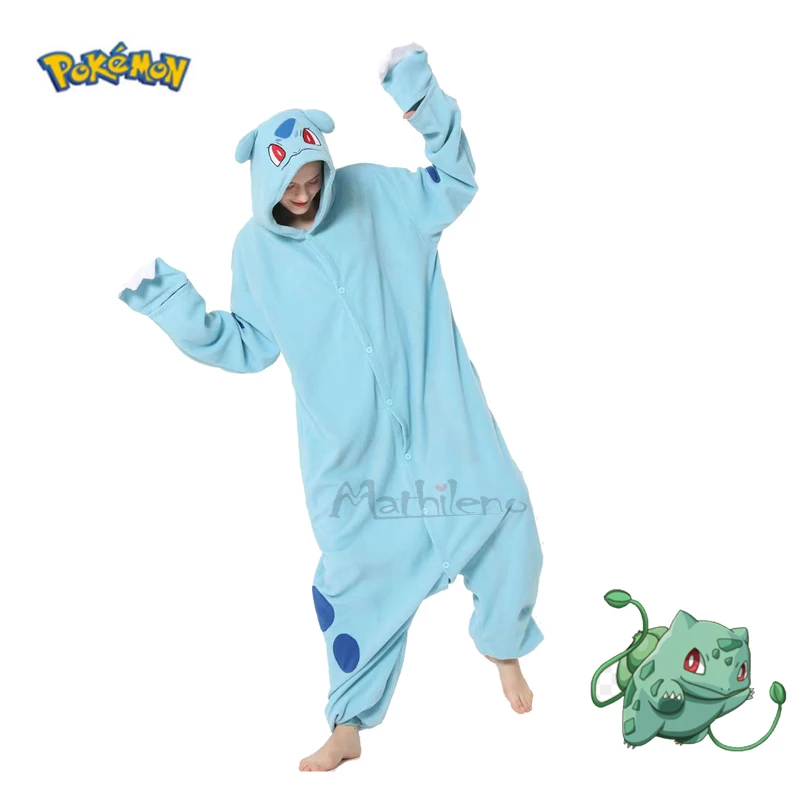 

Pokemon Bulbasaur Onesie Cosplay Costume Pajamas For Halloween One-Piece Kigurumi Full Body Pijama Anime Christmas Sleepwear