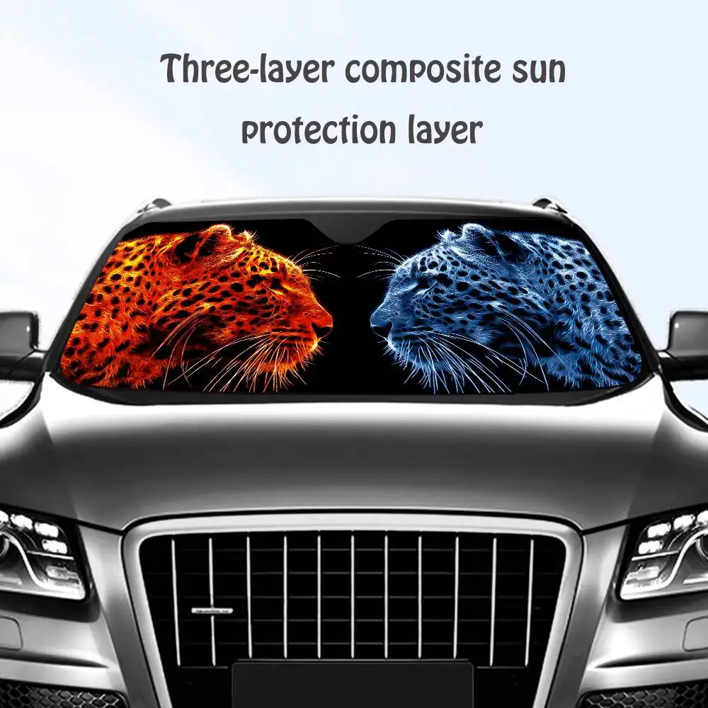 

Leopard Majesty Art Car SunShade Windshield Sun Shade Personalized Picture Block UV Rays Visor Protector