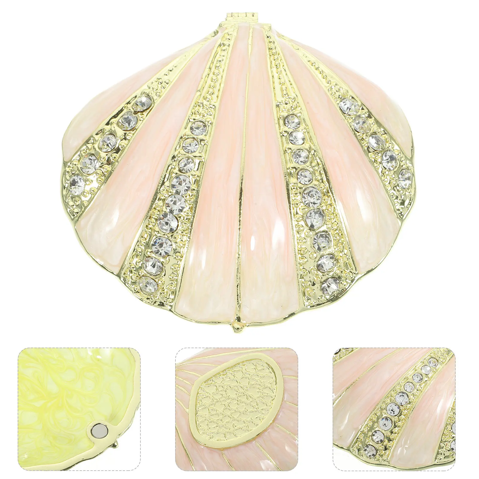 

Shell Shaped Delicate Alloy Jewelry Box for Rings Necklaces Earrings Bracelets Gift Packaging Decorative Desktop Adornment Shiny