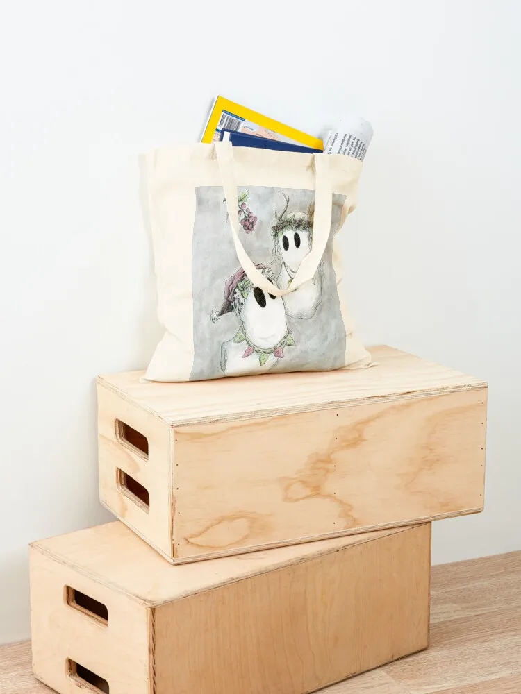 Holiday Spirits Ghost Boo Tote Bag foldable reusable bag Canvas shoulder bag handbag shopping