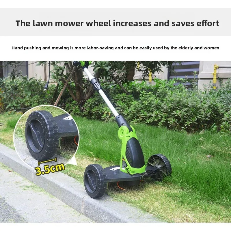 Small Plug‑in Lawn Mower 220V, Household Electric Grass Cutting Machine Equipped with Adjustable Telescopic Long Pole