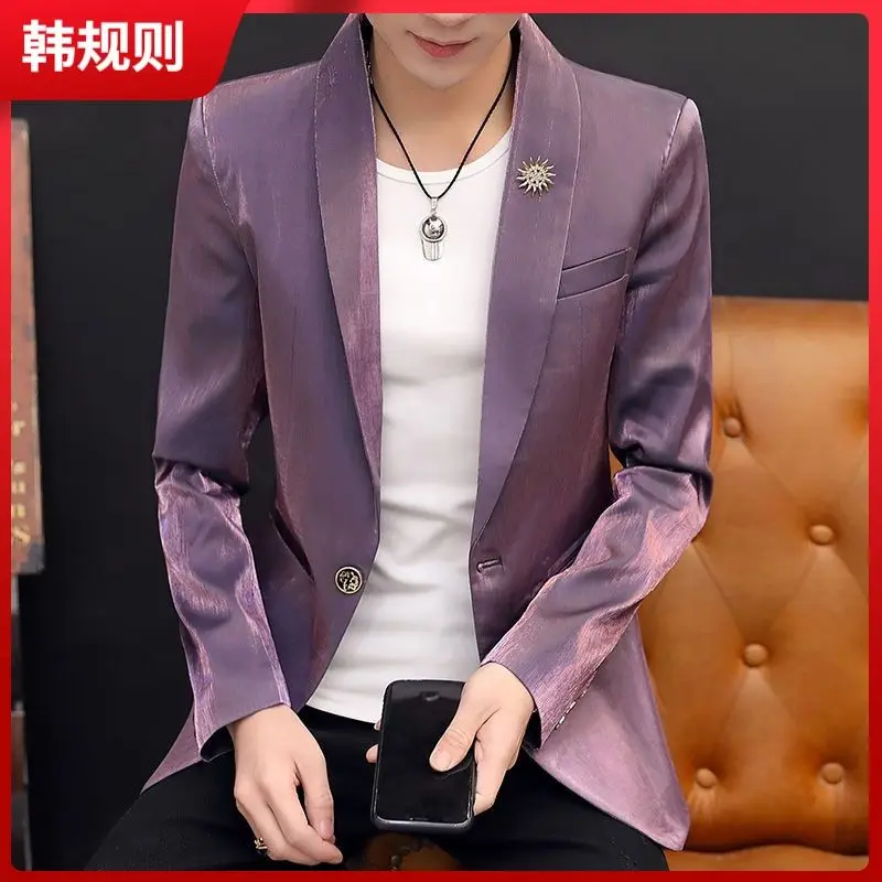 2-A25 British nightclub host performance wedding wear men\'s hairstylist suit shiatin tight small suit trendy jacket