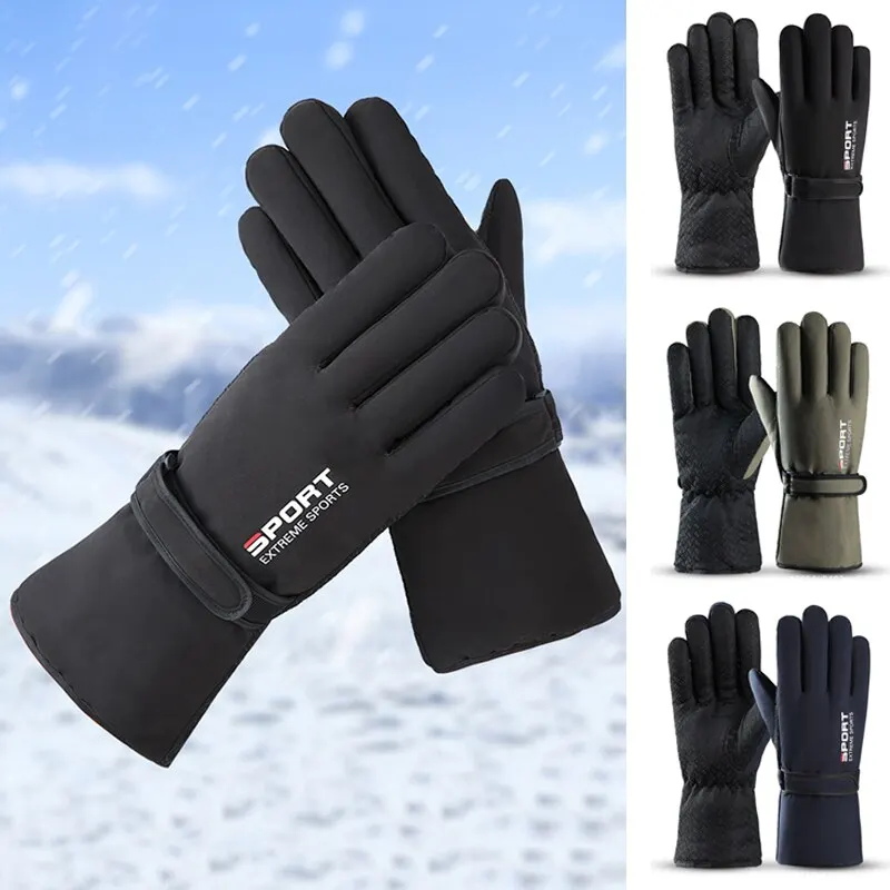 Męskie zimowe rękawice narciarskie Ciepłe i pluszowe, pogrubione wodoodporne rękawiczki Kolarstwo na świeżym powietrzu Wiatroszczelne i odporne na