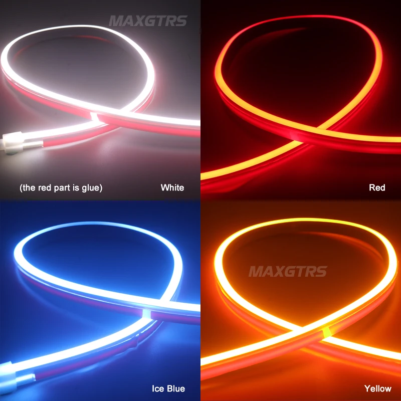 2x Ultrafine DRL 30 45 60cm Daytime Running Light Universial Flexible Soft Tube Guide Car LED Strip White Red Blue Yellow Light