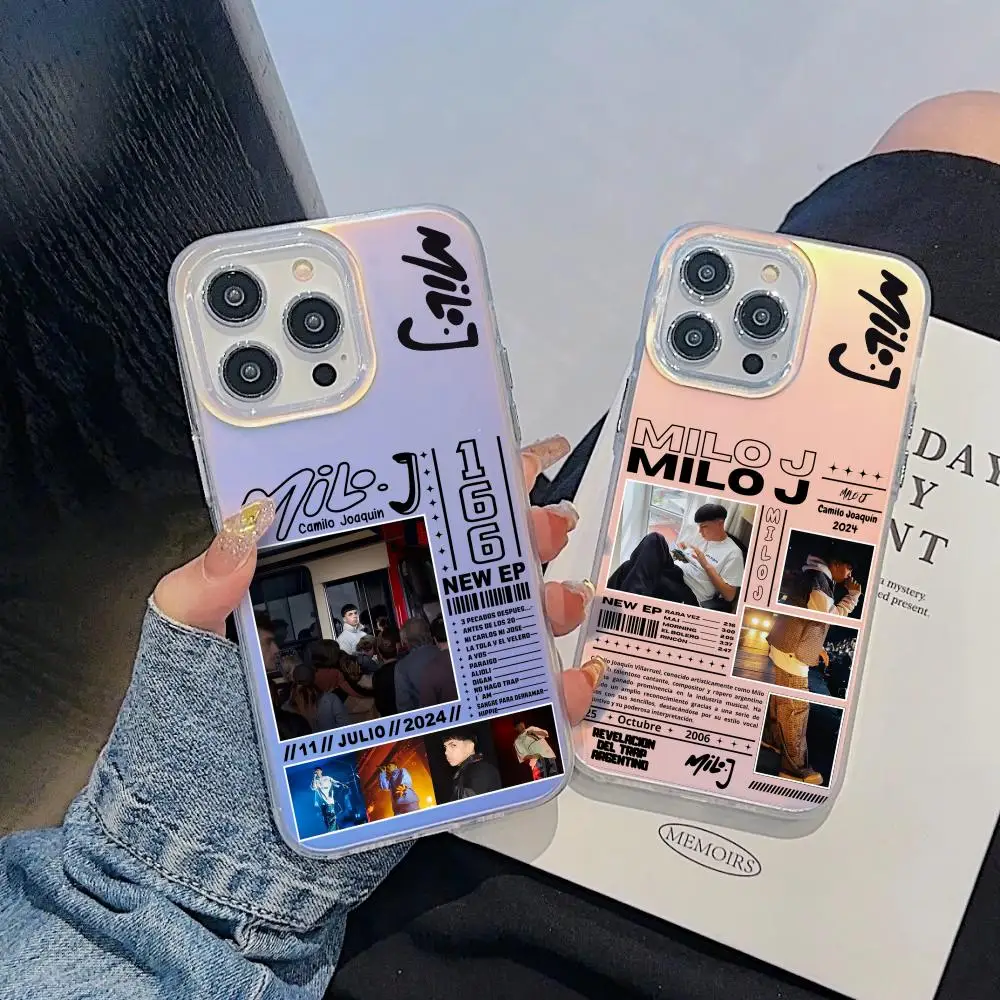 

Singer M-Milo J Phone Case For iPhone 17 16 15 14 13 12 11 Pro Max Plus Transparent Aurora Laser Gradient Cover
