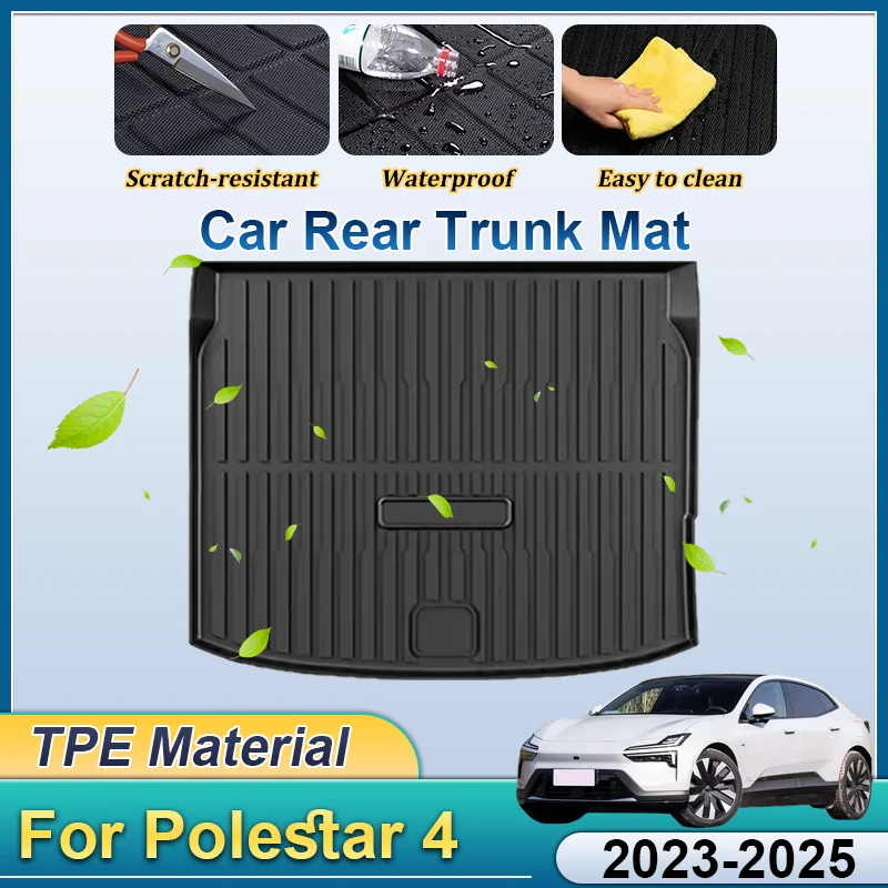 For Polestar 4 2023 2024 2025 TPE Material Car Rear Trunk Mat Waterproof Anti-dirty Boot Liner Storage Pad Auto Accessories