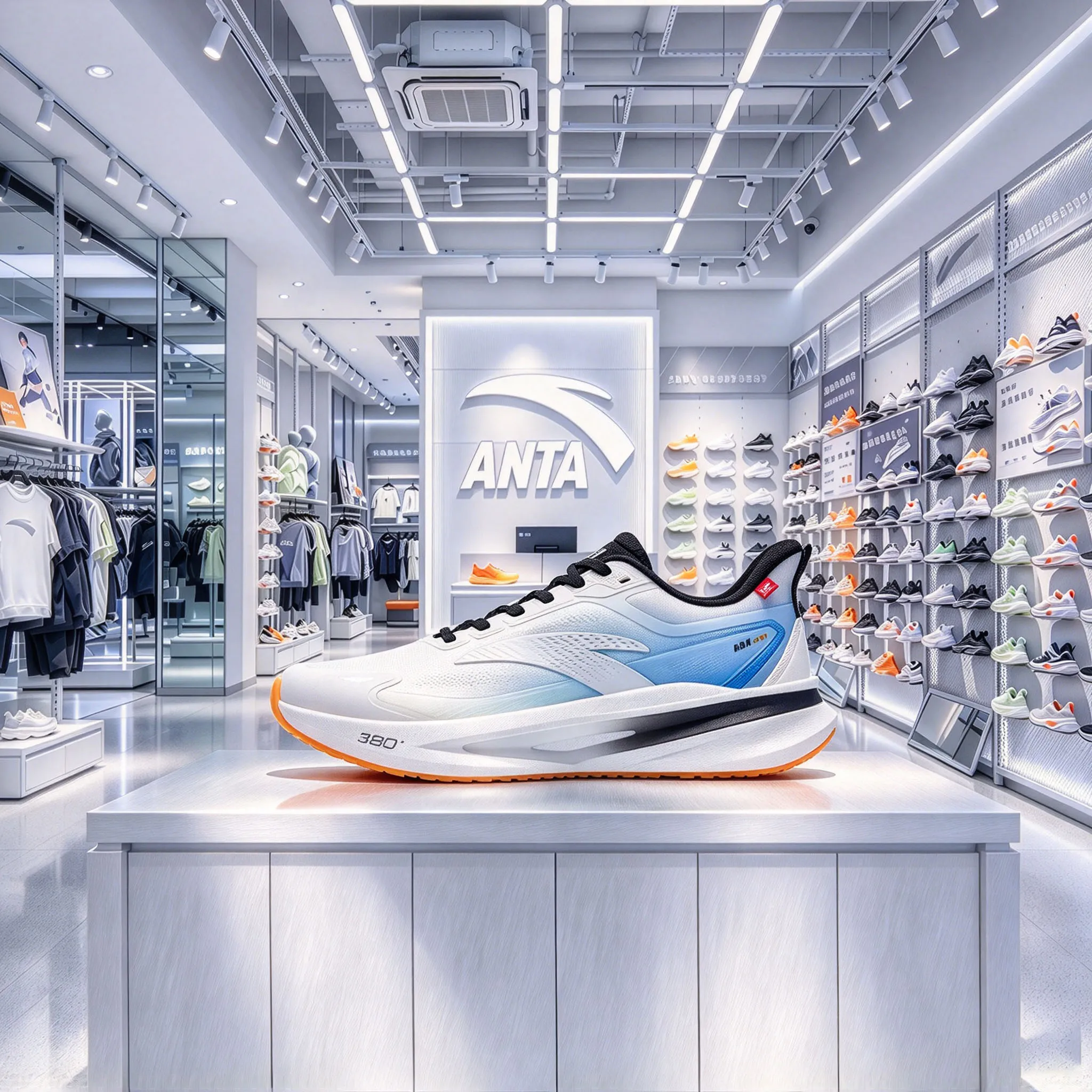 ANTA Rocket 8.0 Anti Splashing Running Shoes for Men, Autumn Nitrogen 80 Shock Absorbent and Wear resistant Sports Shoes