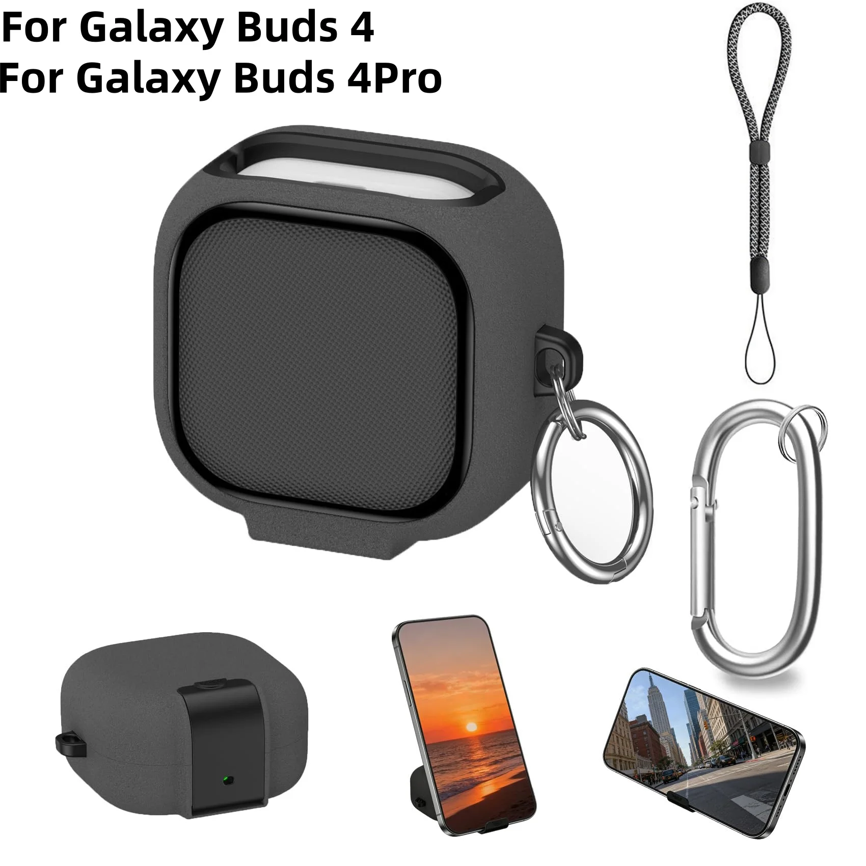 For Samsung Galaxy Buds 4 / Buds 4 Pro Bracket Case with Lock Full Body Shockproof Case Shell with Cleaner Kit For Galaxy Buds 4